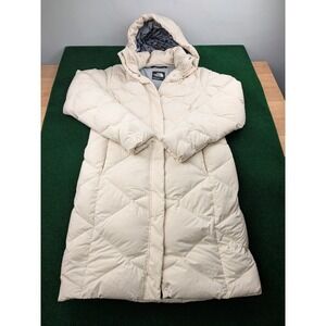 The North Face Miss Metro Hooded Down Parka Cream Off White Womens Lg Long Coat